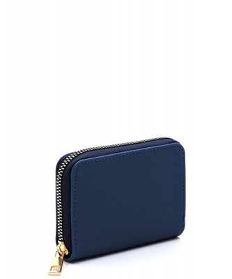 Saffiano Accordion Card Holder Wallet SA017 NAVY